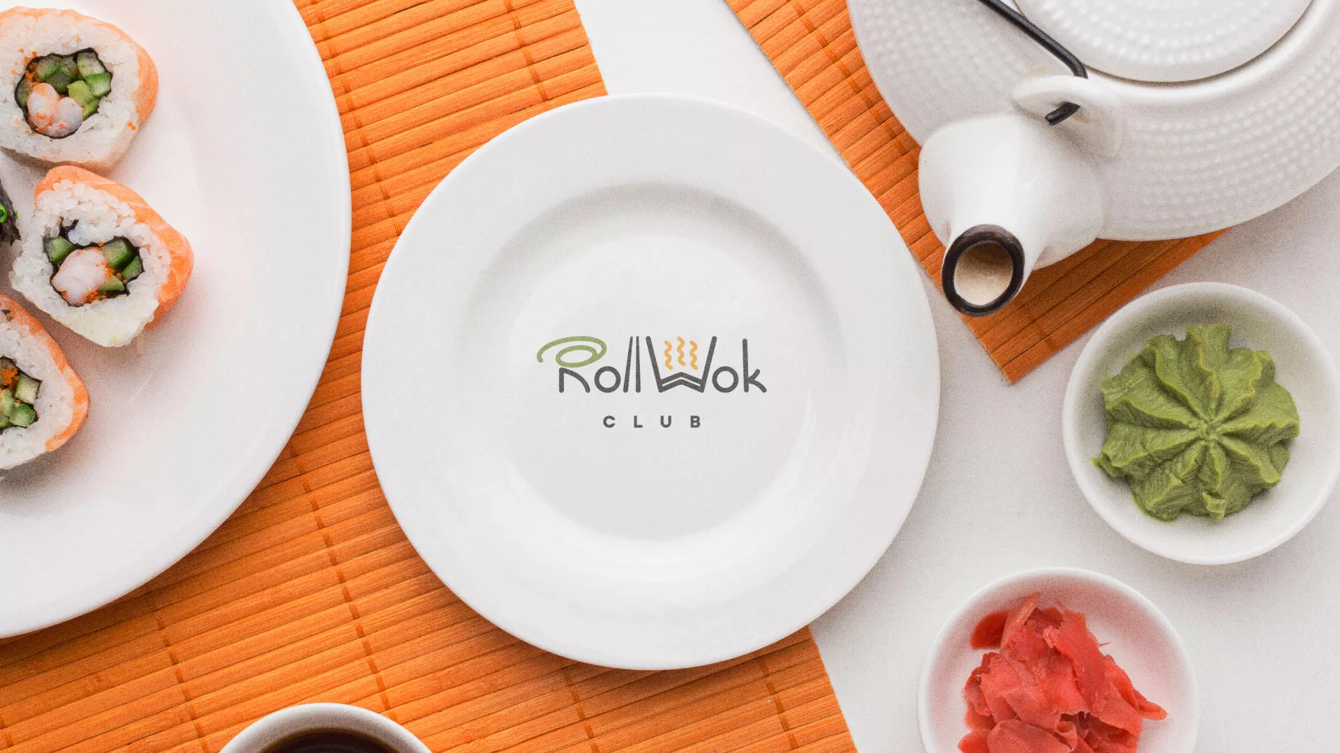 Разработка логотипа и фирменного стиля в Духовщине для суши-бара «Roll Wok Club» Разработка логотипа и фирменного стиля в Духовщине для суши-бара «Roll Wok Club»